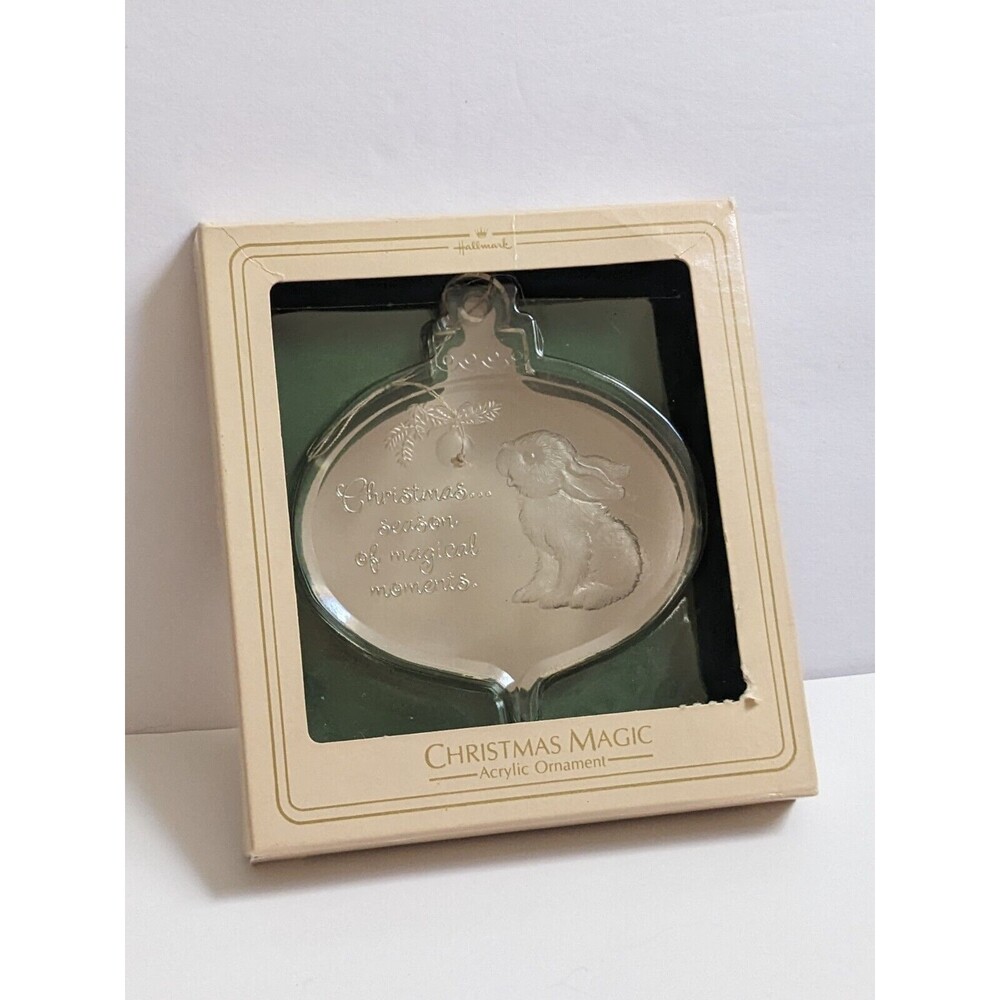 Vintage Hallmark Keepsake Ornament Christmas Magic Bunny Rabbit‎ Clear Acrylic